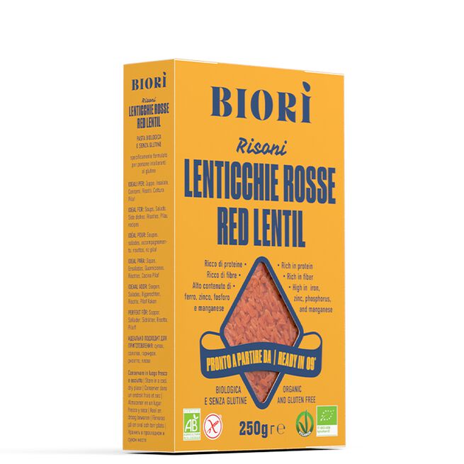 Biori Röda Linser Pasta Risoni Ekologisk Glutenfri  250 g